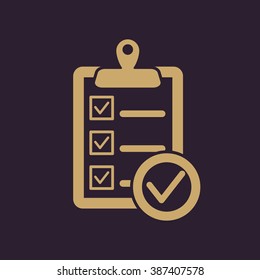 The checklist icon. Clipboard symbol. Flat Vector illustration