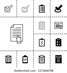 Checklist icon. collection of 13 checklist filled and outline icons such as tick, heartbeat clipboard, clipboard, plan. editable checklist icons for web and mobile.