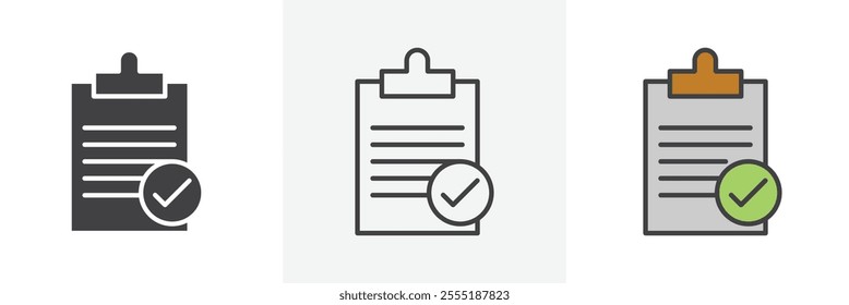 Checklist icon collection in black and colored style.