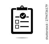 Checklist icon with a completed task mark on clipboard checklist