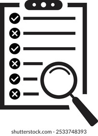 Icono de lista de comprobación. Icono de documento de conformidad. Símbolo de evaluación. Ilustración de evaluación de negocio