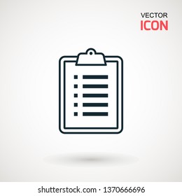 Checklist icon. Declarations linear icon. Flat illustration of clipboard with checklist