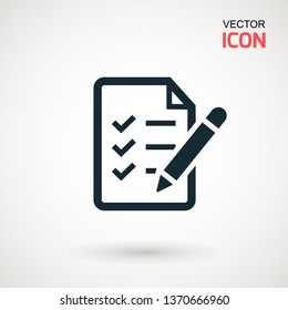 Checklist icon. Declarations linear icon. Flat illustration of clipboard with checklist