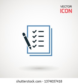 Checklist icon. Declarations linear icon. Flat illustration of clipboard with checklist
