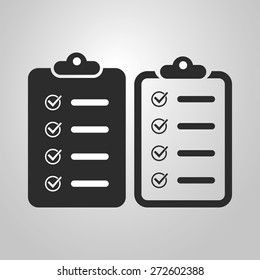 Checklist-Symboldesign - Schwarz-Weiß-Version und Lineare Version