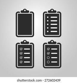 Juego de diseño de iconos de lista de comprobación - Versión en blanco y negro