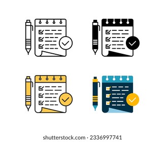 checklist icon element vector design in 4 style line, glyph, duotone, and flat