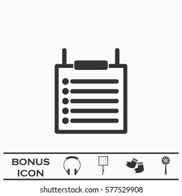 Checklist icon flat. Black pictogram on white background. Vector illustration symbol and bonus button