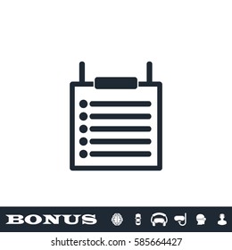Checklist icon flat. Black pictogram on white background. Vector illustration symbol and bonus button