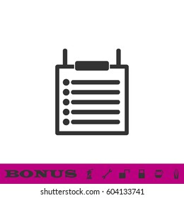 Checklist icon flat. Black pictogram on white background. Vector illustration symbol and bonus button