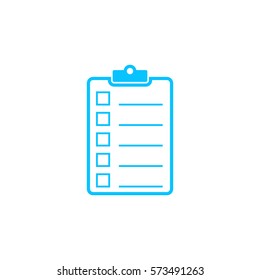 Checklist icon flat. Blue pictogram on white background. Vector illustration symbol