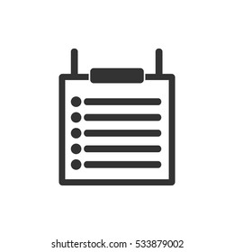 Checklist icon flat. Illustration isolated on white background. Vector grey sign symbol