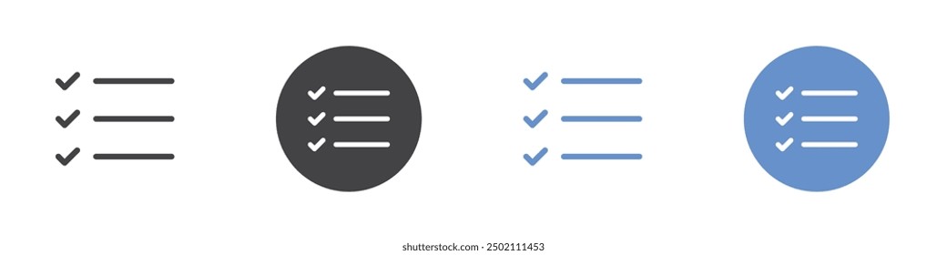Icono de lista de comprobación Conjunto de contorno simple plano