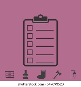 Checklist icon flat. Simple vector grey pictogram and bonus symbol