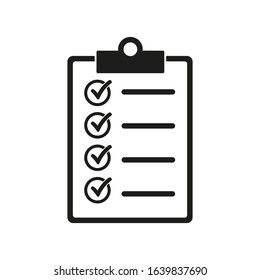 Checklist icon flat style, isolated on white background, Clipboard icon vector. Note icon illustration