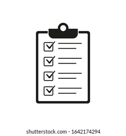 Checklist icon flat style isolated on background, Clipboard icon vector. Note icon illustration
