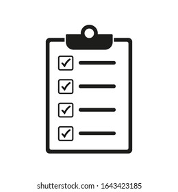 Checklist icon flat style, isolated on white background, Clipboard icon vector. Note icon illustration