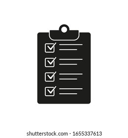 Checklist icon flat style, isolated on white background, Clipboard icon vector. Note icon illustration