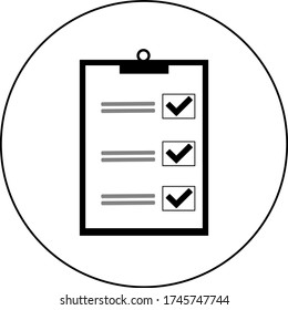 Icono de lista de verificación. Diseño plano libre, vector blanco y negro