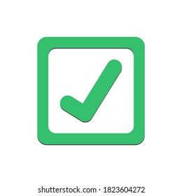 icono de la lista de verificación. casilla de verificación marca de color verde en verde aislado en fondo blanco. ilustración vectorial 