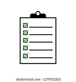 Checklist icon with green mark - vector illustration