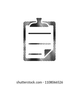 Checklist icon in halftone style. Black and white monochrome vector illustration.