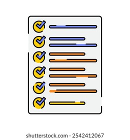 Checklist Icon Illustration with bright colour palette in flat design style for Business and Office theme design.