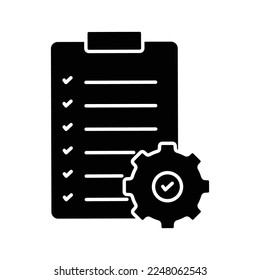 Checklist icon illustration with gear. icon related to project management. glyph icon style. Simple vector design editable