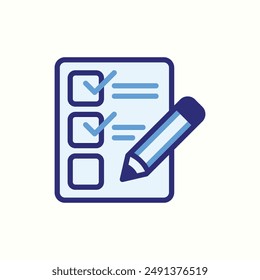 checklist icon, isolated blue icon theme learning