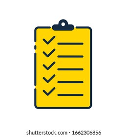 Icono de lista de verificación aislado. Diseño de esquema plano. С concepto de logro. Ilustración vectorial. 
