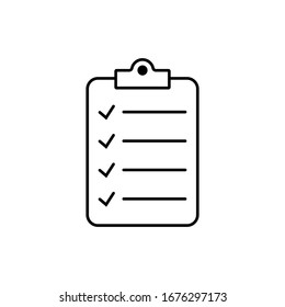 Checklist icon isolated on background. Clipboard thin line icon. Checklist sign symbol for web site and app design.