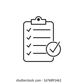 Checklist icon isolated on background. Clipboard line icon. Checklist sign symbol for web site and app design.