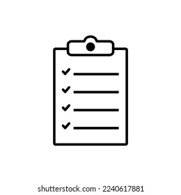 Checklist icon isolated on background. Clipboard line icon. Checklist sign symbol for web site and app design.