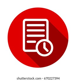 checklist icon isolated on red background with long shadow. flat icon