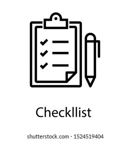 checklist icon isolated on white background, clip board, document with pen 