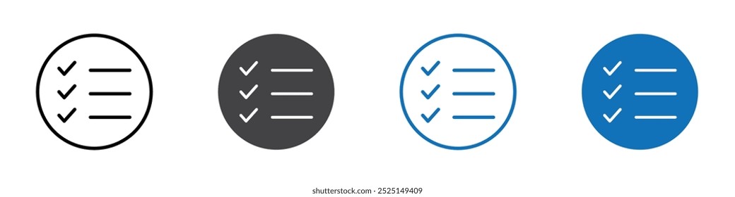 Ícone de lista de verificação Isolado no conjunto de vetores de plano de fundo branco