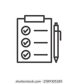 checklist icon isolated stroke in black color