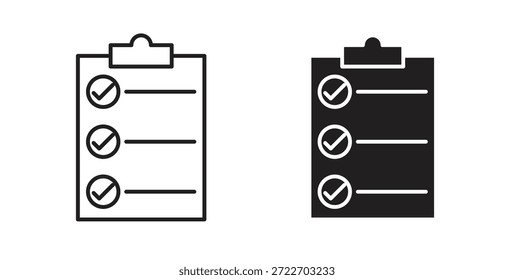 Ícone de lista de verificação vetor isolado Ilustração. Pictograma vetorial para web e app