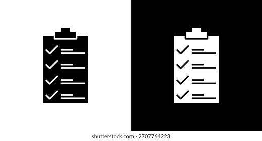 Trazo editable del arte de la línea del icono de la lista de verificación y colección sólida para el diseño App