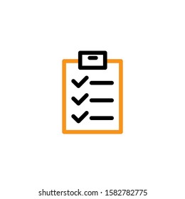 Checklist icon. Line and two colour design template