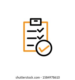 Checklist icon. Line and two colour design template