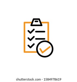 Checklist icon. Line and two colour design template