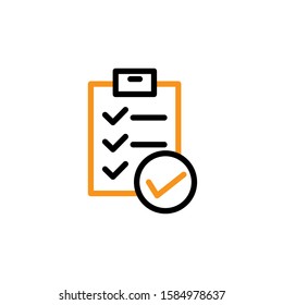 Checklist icon. Line and two colour design template