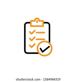 Checklist icon. Line and two colour design template