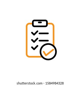 Checklist icon. Line and two colour design template