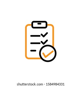 Checklist icon. Line and two colour design template