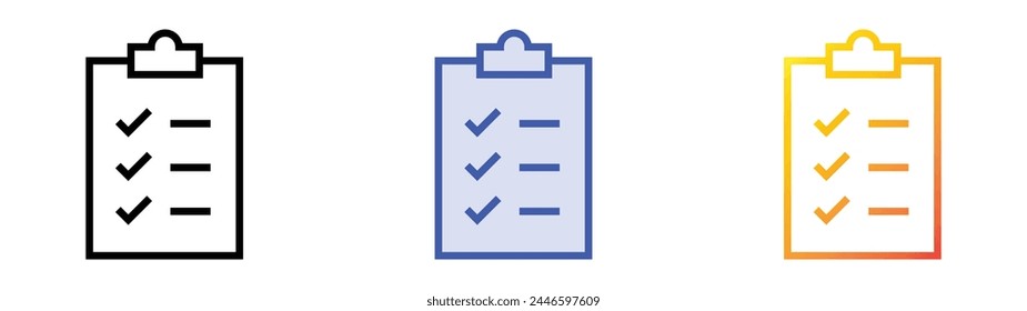 checklist icon. Linear, Blue Fill and Gradient Style Design Isolated On White Background