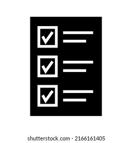 icono de lista de comprobación o logotipo símbolo de signo aislado ilustración vectorial - iconos vectoriales de estilo negro de alta calidad
