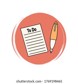 Checklist icon logo vector illustration on circle with brush texture for social media story highlight
