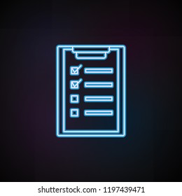 checklist icon in neon style. One of Mobile banking collection icon can be used for UI, UX